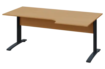 CRK 18 - 186 stůl kancelářský, rohový, pravý, kovová podnož černá, deska 18 mm, široký 1800 mm, buk